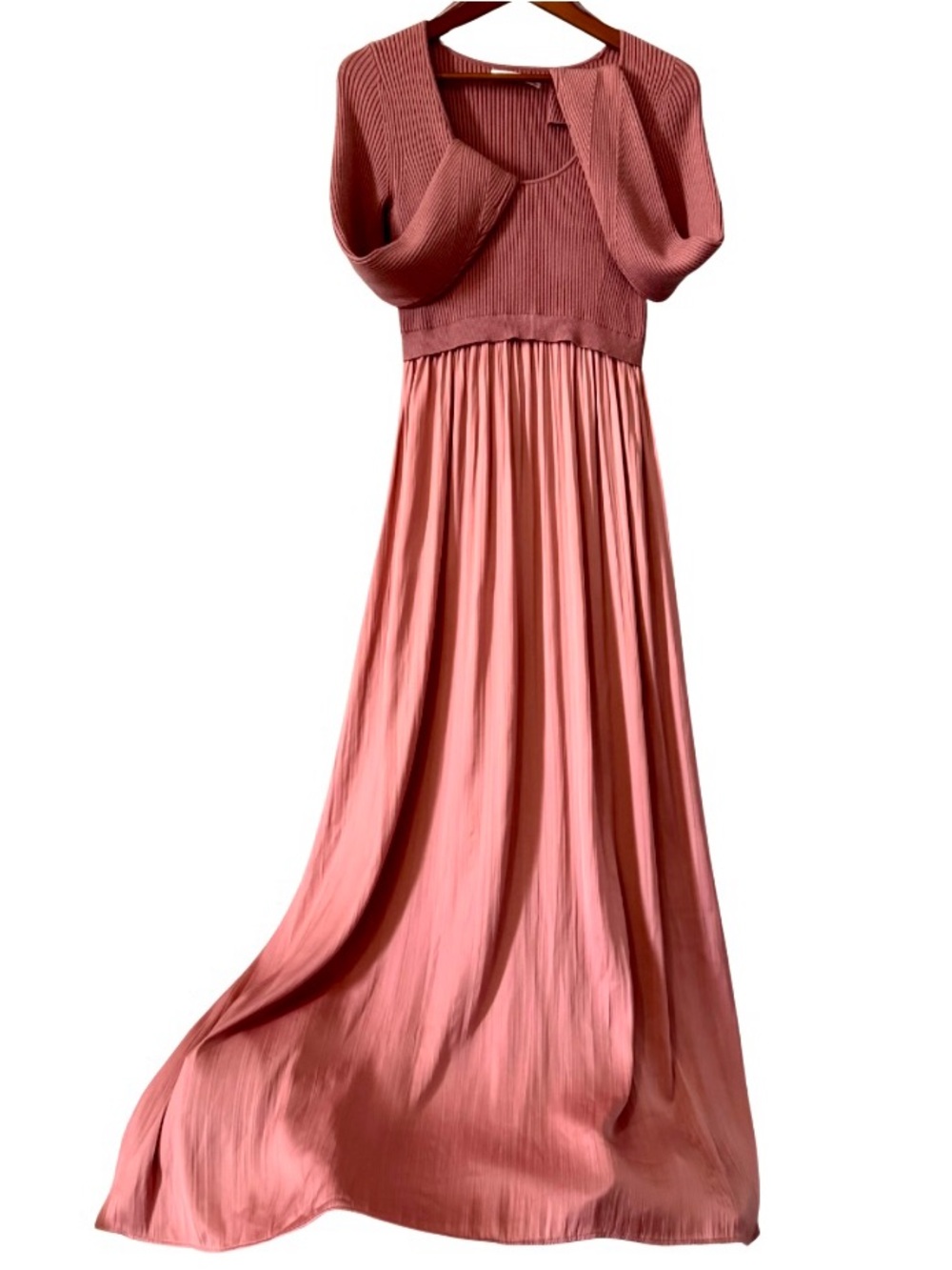 Anthropologie Thea Twofer Sweater Rib-Knit Maxi Dress in Dusty Rose - Picture 5 of 11